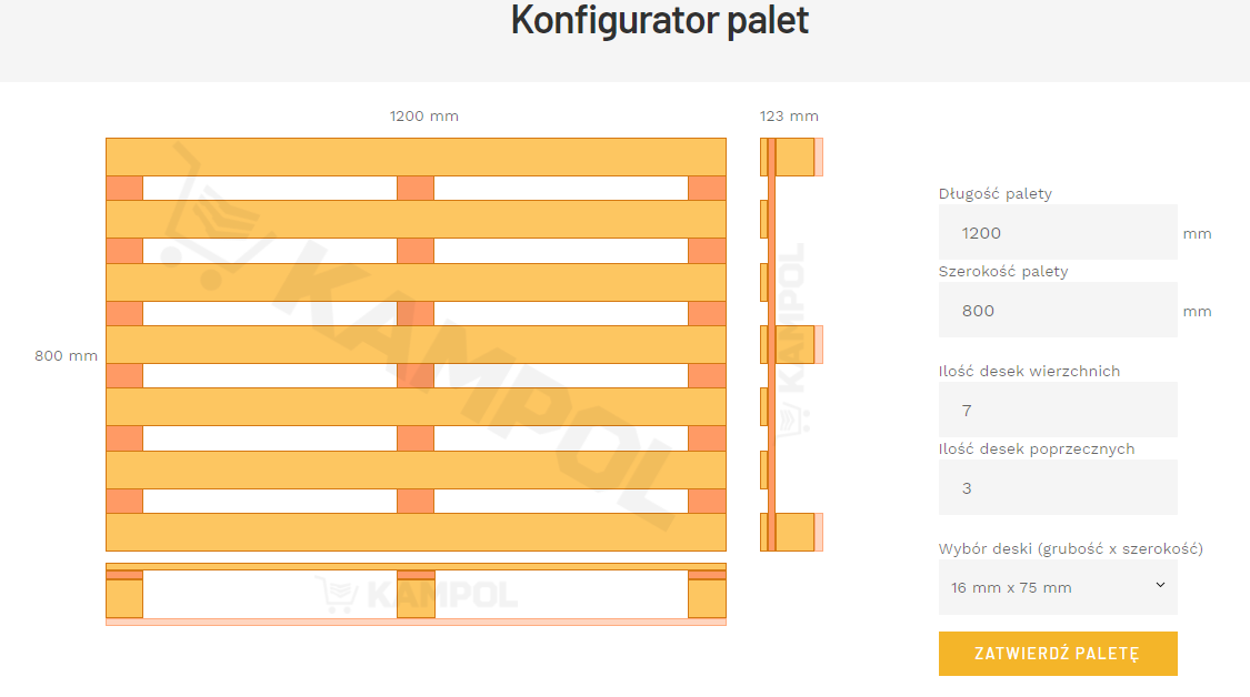 konfigurator palet drewnianych